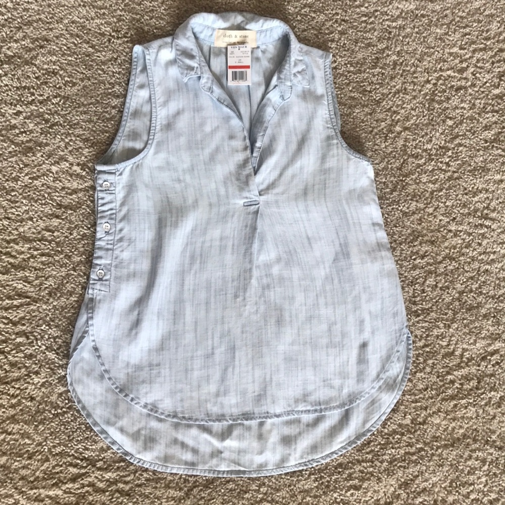 NWT Cloth and Stone Chambray Hi Low Tank XS